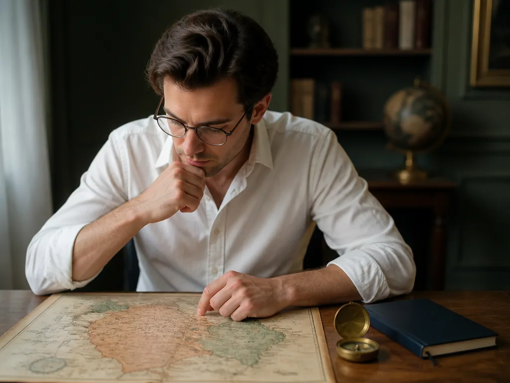 Buste de Napoléon sur un bureau avec des documents politiques et une citation